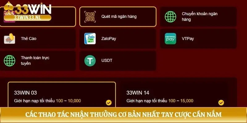 Các thao tác nhận thưởng cơ bản nhất tay cược cần nắm