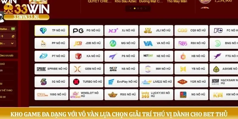 Kho game đa dạng với vô vàn lựa chọn giải trí thú vị dành cho bet thủ